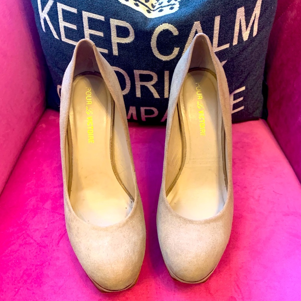 Women’s nude suede platforms